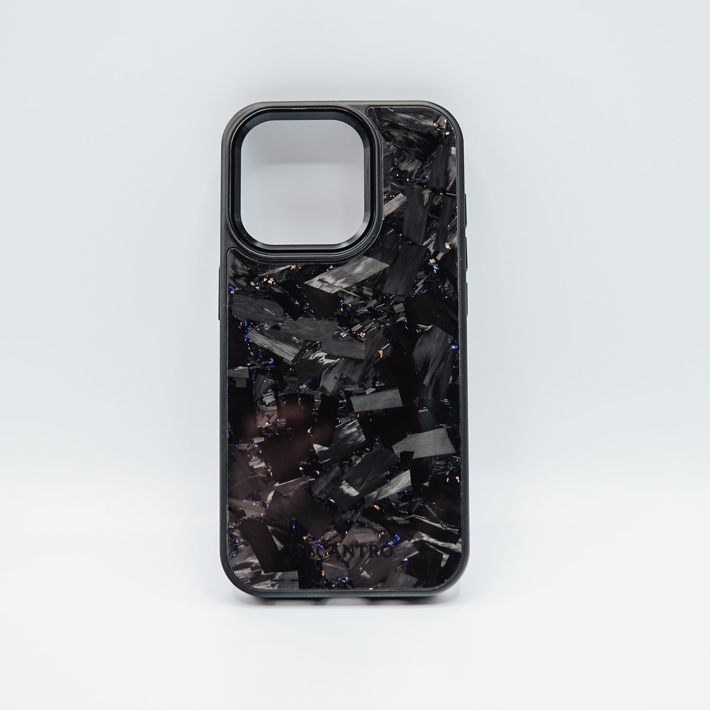 iPhone case forged carbon / gold & blue flakes