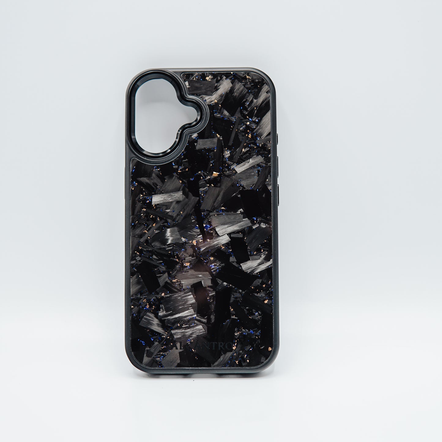 iPhone case forged carbon / gold & blue flakes