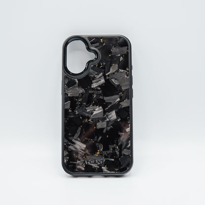 iPhone case forged carbon / gold flakes