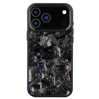 iPhone case forged carbon / gold & blue flakes